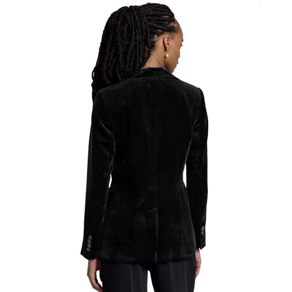 NEW $698 Ralph Lauren Black Velvet Blazer! 12  Black  1 Button  Made in Italy - Picture 2 of 5